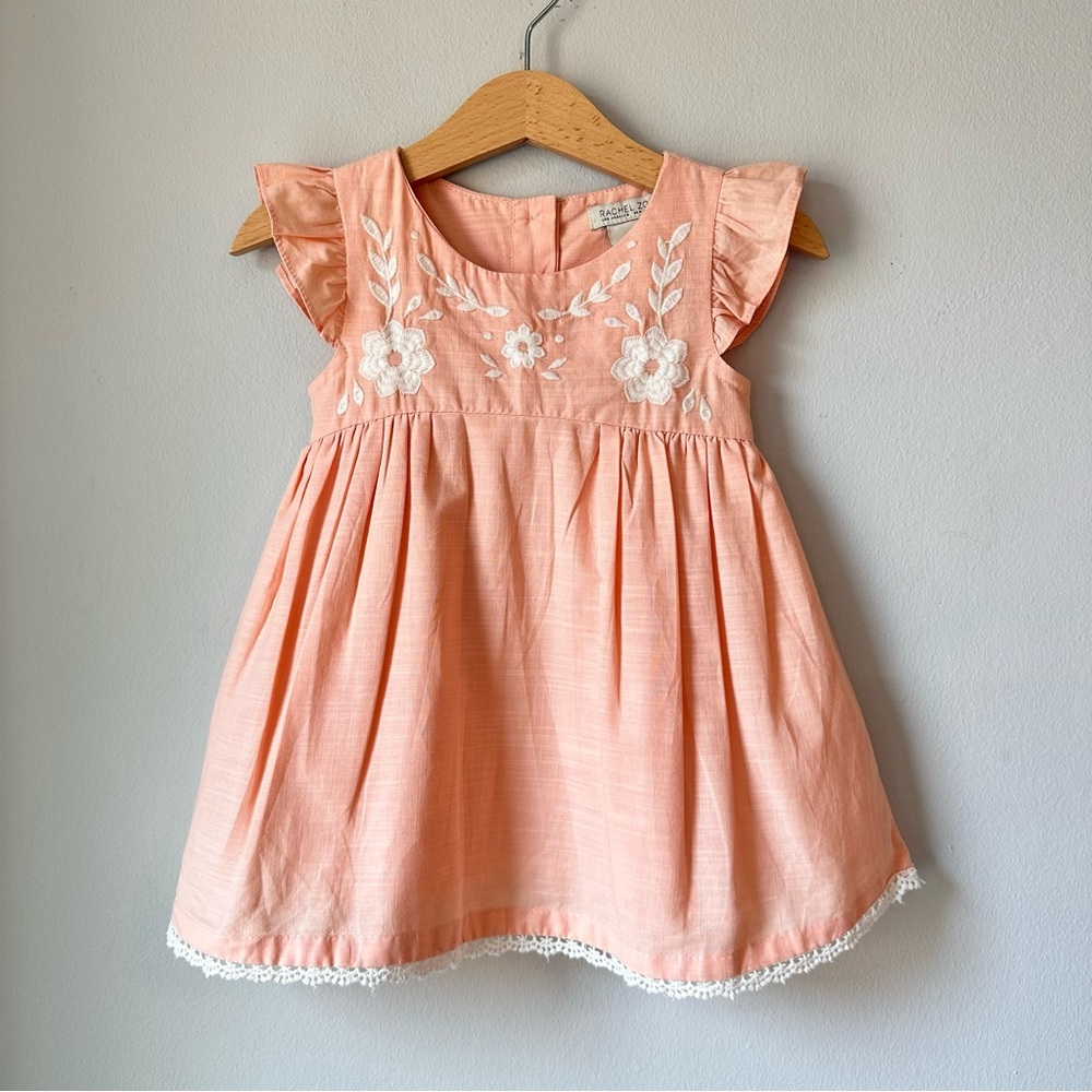 Rachel Zoe Peach Blossom Embroidered Occasion Dress Size 18 Months